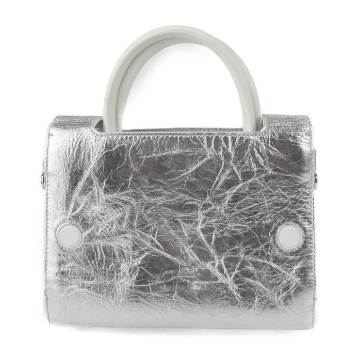 Christian DIOR Ever Mini Handbag M7003 PNSS Leather Silver White 2WAY Shoulder