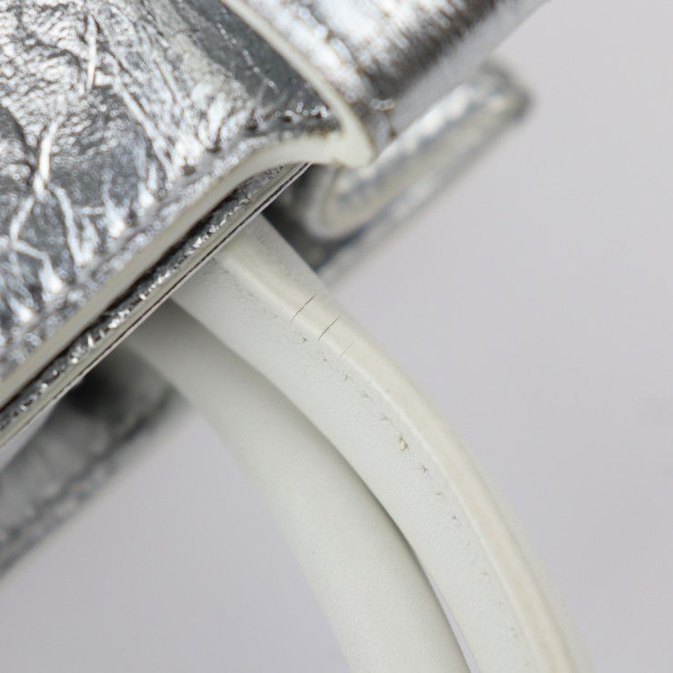 Christian DIOR Ever Mini Handbag M7003 PNSS Leather Silver White 2WAY Shoulder