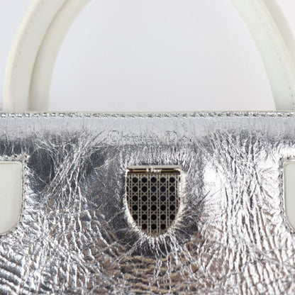 Christian DIOR Ever Mini Handbag M7003 PNSS Leather Silver White 2WAY Shoulder