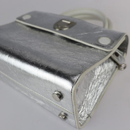 Christian DIOR Ever Mini Handbag M7003 PNSS Leather Silver White 2WAY Shoulder
