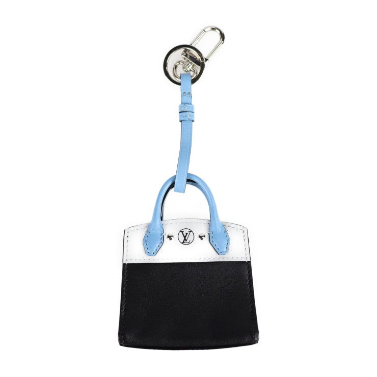Louis Vuitton City Stima Key Holder Mp1786 Leather Black Light Blue Silver