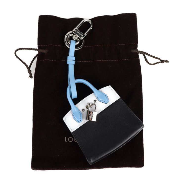 Louis Vuitton City Stima Key Holder Mp1786 Leather Black Light Blue Silver