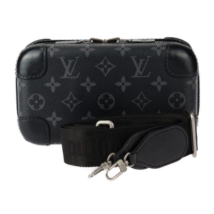 Louis Vuitton Horizon Clutch Shoulder Bag M45579 PVC Leather Black Gray Silver