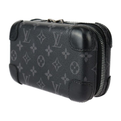 Louis Vuitton Horizon Clutch Shoulder Bag M45579 PVC Leather Black Gray Silver