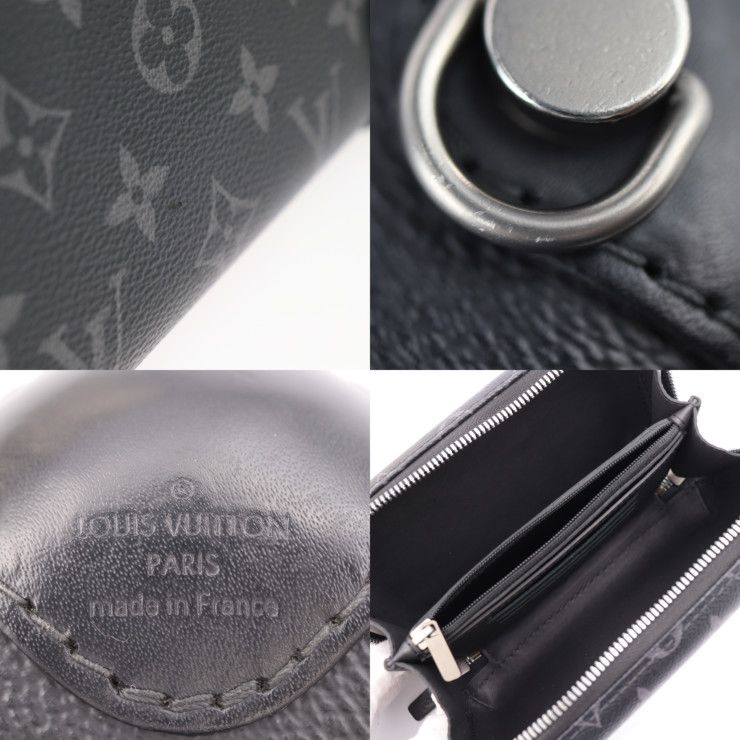 Louis Vuitton Horizon Clutch Shoulder Bag M45579 PVC Leather Black Gray Silver