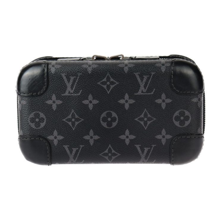 Louis Vuitton Horizon Clutch Shoulder Bag M45579 PVC Leather Black Gray Silver