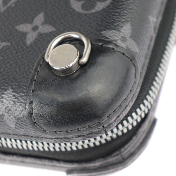 Louis Vuitton Horizon Clutch Shoulder Bag M45579 PVC Leather Black Gray Silver