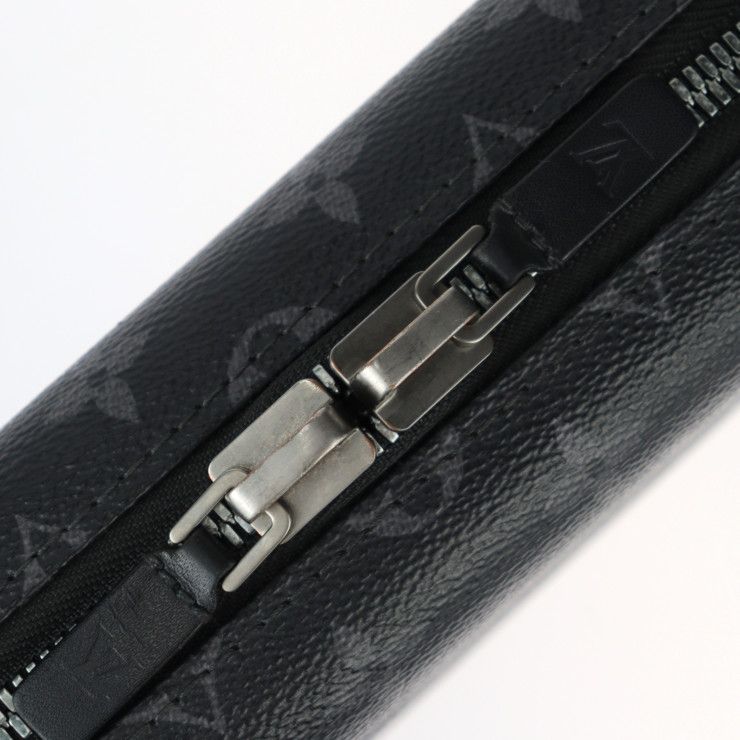 Louis Vuitton Horizon Clutch Shoulder Bag M45579 PVC Leather Black Gray Silver