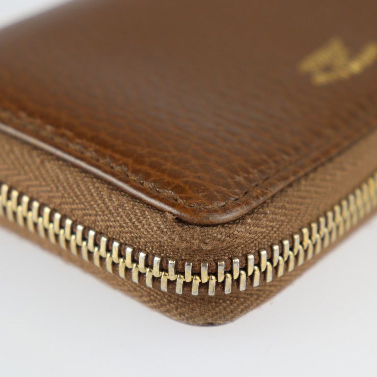 Gucci Swing Coin Case 368877 Leather Brown Gold Hardware Round Zipper Coin