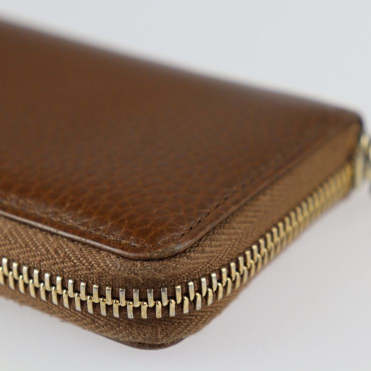 Gucci Swing Coin Case 368877 Leather Brown Gold Hardware Round Zipper Coin