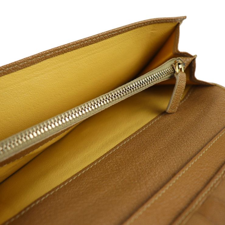 Bvlgari Bulgari Doppiotondo Long Wallet 26856 Leather Light Brown Tone Gold