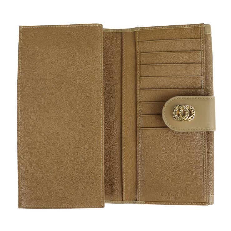 Bvlgari Bulgari Doppiotondo Long Wallet 26856 Leather Light Brown Tone Gold