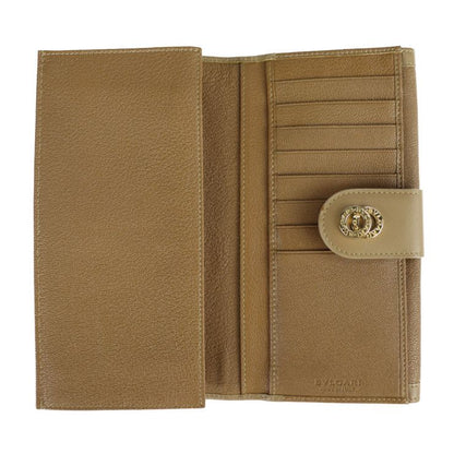 Bvlgari Bulgari Doppiotondo Long Wallet 26856 Leather Light Brown Tone Gold