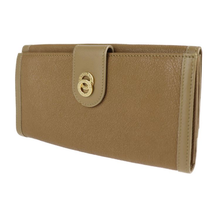 Bvlgari Bulgari Doppiotondo Long Wallet 26856 Leather Light Brown Tone Gold