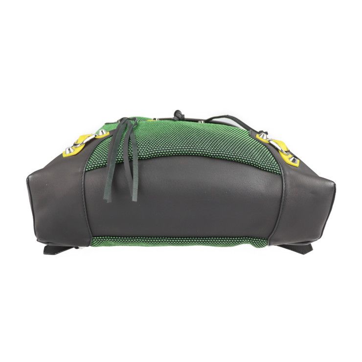 Balenciaga Traveler S Backpack Daypack 382830 Nylon Leather Green Black