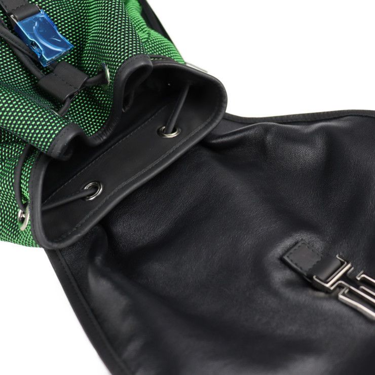 Balenciaga Traveler S Backpack Daypack 382830 Nylon Leather Green Black