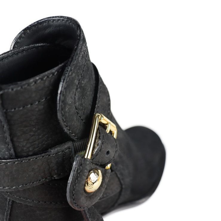 Louis Vuitton Ankle Boots - Leather Black Gold Hardware Short Boots Belt Vuitton