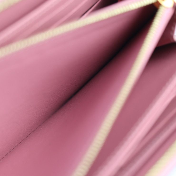 Louis Vuitton Zippy Wallet Long Wallet M90474 Patent Leather Rose Blush Pink