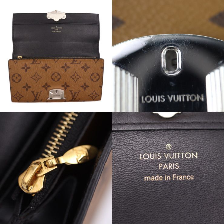 Louis Vuitton Portefeuille Sarah Long Wallet M64488 PVC Calf Leather Brown
