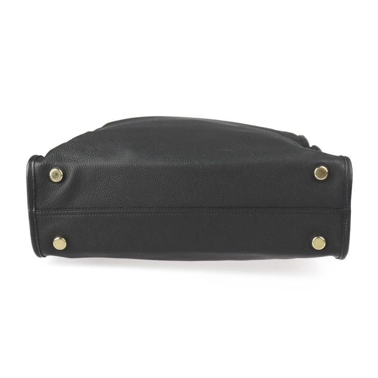 Gucci Logo Medium Tote Shoulder Bag 674850 Embossed Scuff Leather Black Gold