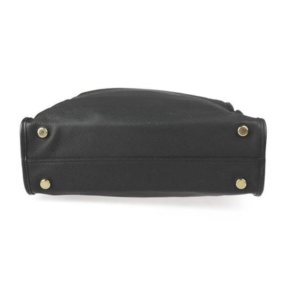 Gucci Logo Medium Tote Shoulder Bag 674850 Embossed Scuff Leather Black Gold