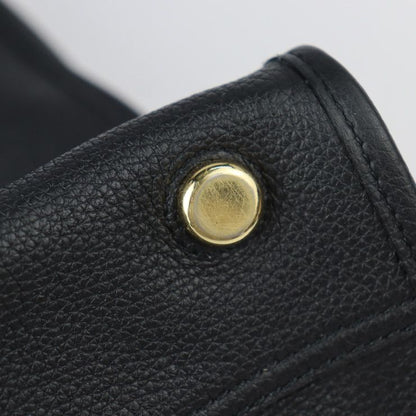 Gucci Logo Medium Tote Shoulder Bag 674850 Embossed Scuff Leather Black Gold