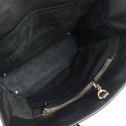 Gucci Logo Medium Tote Shoulder Bag 674850 Embossed Scuff Leather Black Gold