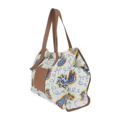 Loewe Tote Bag - Canvas Leather White Blue Multicolor Brown Paula's Ibiza