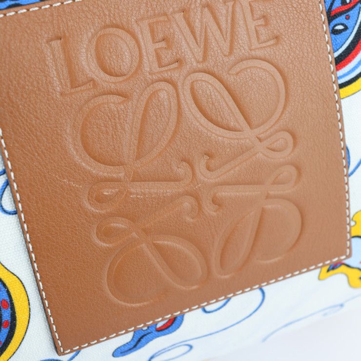 Loewe Tote Bag - Canvas Leather White Blue Multicolor Brown Paula's Ibiza