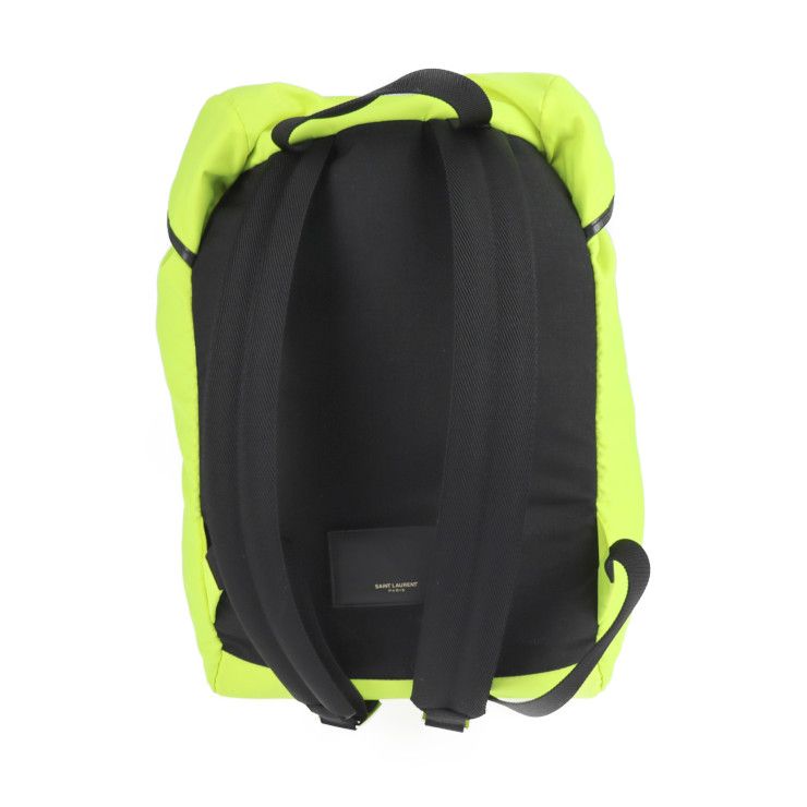 Saint Laurent Paris Moon Backpack Daypack 342609 Nylon Leather Neon Yellow