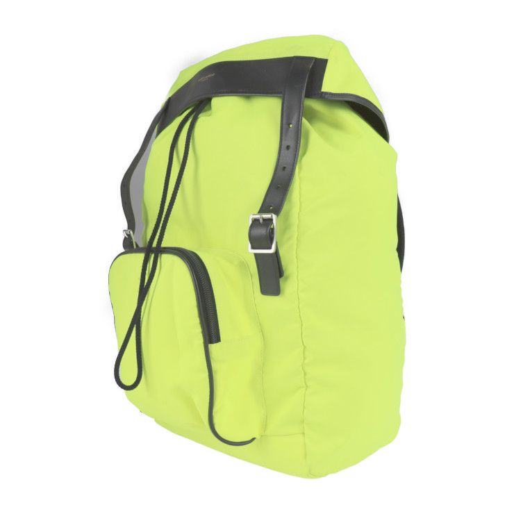 Saint Laurent Paris Moon Backpack Daypack 342609 Nylon Leather Neon Yellow