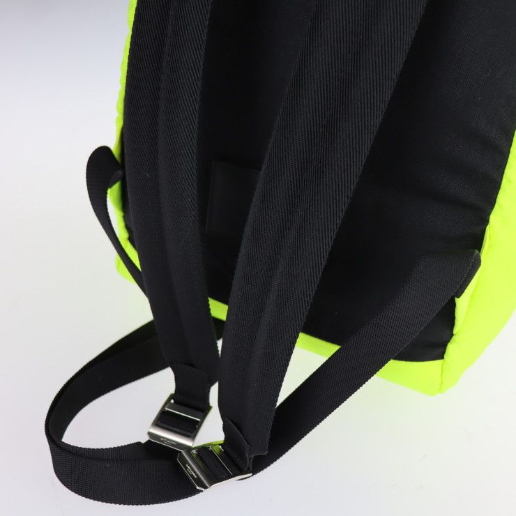 Saint Laurent Paris Moon Backpack Daypack 342609 Nylon Leather Neon Yellow