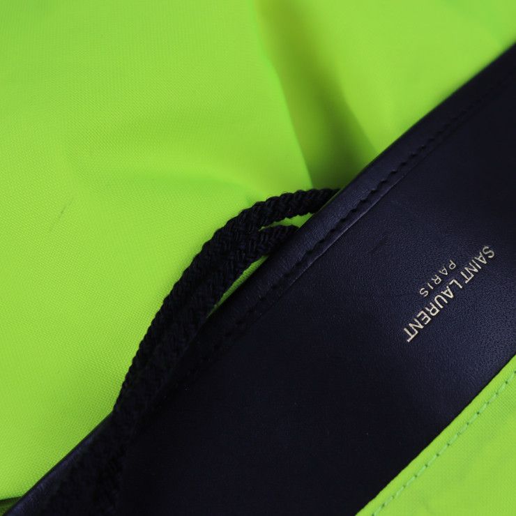 Saint Laurent Paris Moon Backpack Daypack 342609 Nylon Leather Neon Yellow