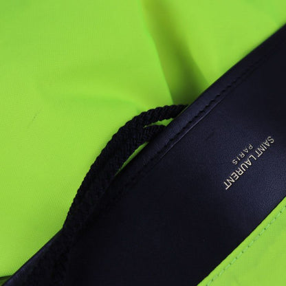 Saint Laurent Paris Moon Backpack Daypack 342609 Nylon Leather Neon Yellow