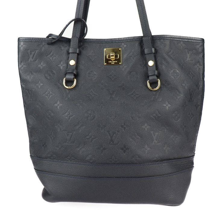 Louis Vuitton Citadines PM Tote Bag M40517 Leather Black Gold Hardware Monogram