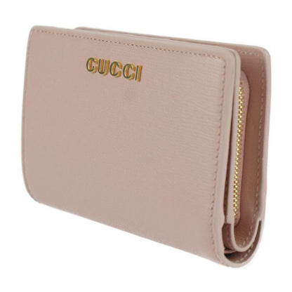 Gucci Script Zip Around Wallet Bifold Wallet 772640 Leather Pink Gold Hardware