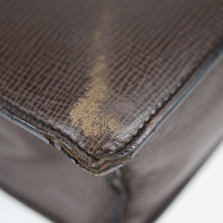 Loewe Briefcase Business Bag Leather Brown Silver Hardware 2WAY Document Bag