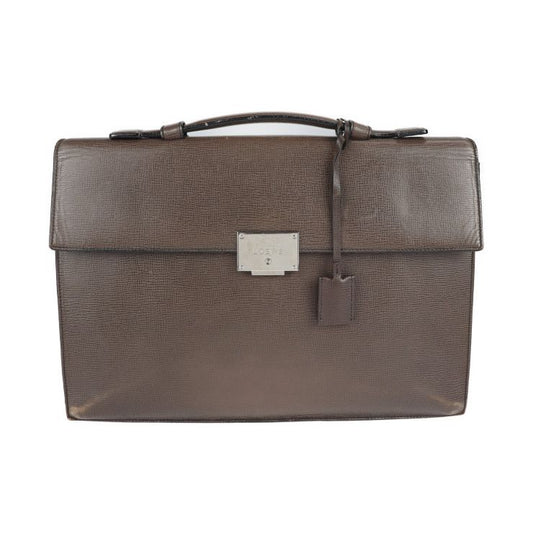 Loewe Briefcase Business Bag Leather Brown Silver Hardware 2WAY Document Bag