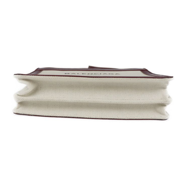 Balenciaga Shoulder Bag 390641 Canvas Leather Beige Bordeaux Navy Pochette