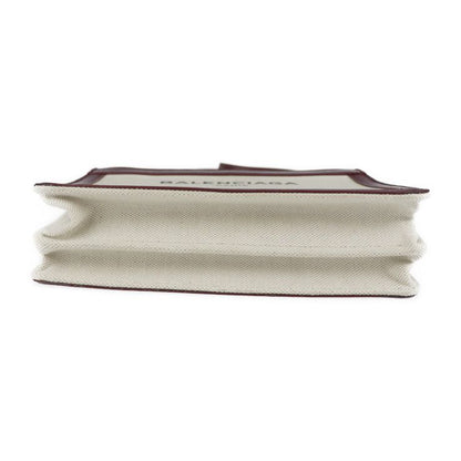 Balenciaga Shoulder Bag 390641 Canvas Leather Beige Bordeaux Navy Pochette