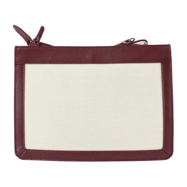 Balenciaga Shoulder Bag 390641 Canvas Leather Beige Bordeaux Navy Pochette