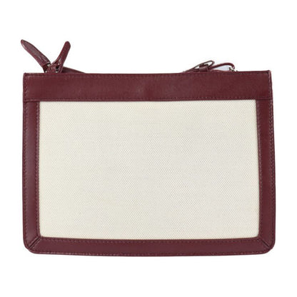 Balenciaga Shoulder Bag 390641 Canvas Leather Beige Bordeaux Navy Pochette