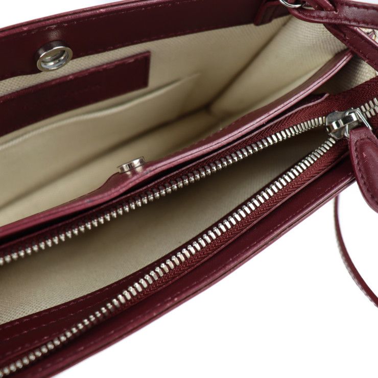 Balenciaga Shoulder Bag 390641 Canvas Leather Beige Bordeaux Navy Pochette