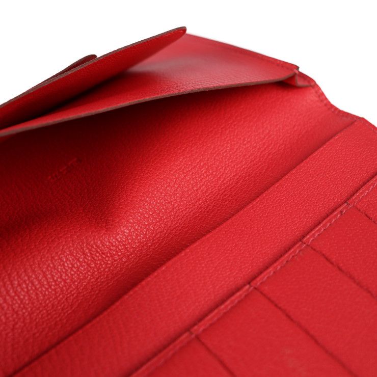 Hermes Long Wallet - Chvre Rouge Cazac Pink Evelyn Long Bifold Engraved ?P