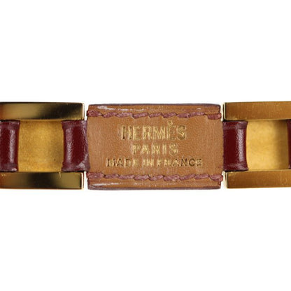 Hermes Bracelet Leather Red Gold Hardware Medallion Engraved V Gold Hardware