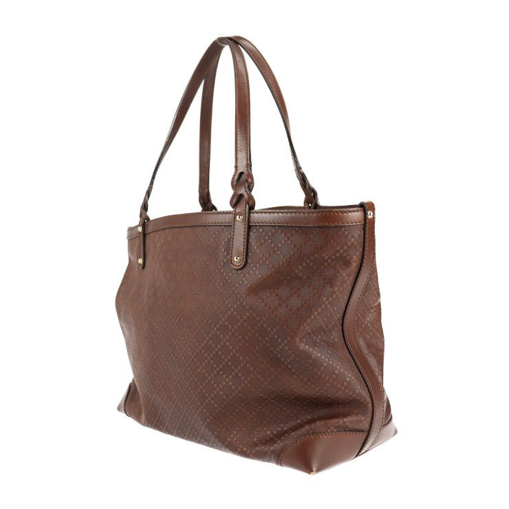 Gucci Tote Bag 247209 Leather Dark Brown Diamante Shoulder Bag