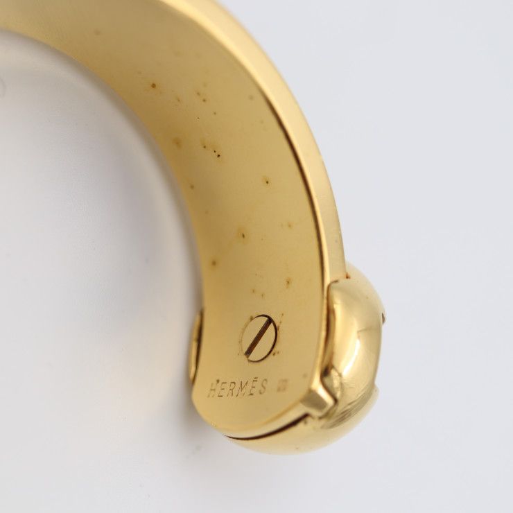 Hermes Bangle - Metal Leather Gold Red Accessories Cbangle Cuff Bracelet
