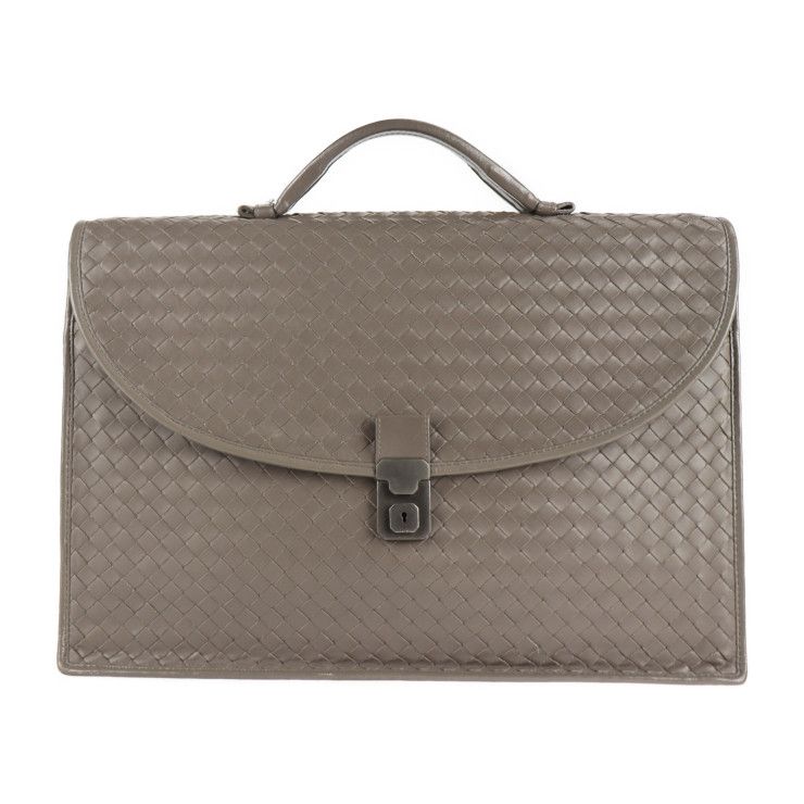 Bottega Veneta Bottega Veneta Business Bag 170238 Leather Gray Intrecciato