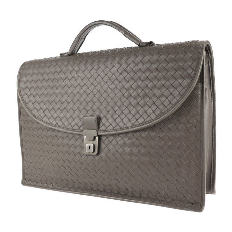 Bottega Veneta Bottega Veneta Business Bag 170238 Leather Gray Intrecciato