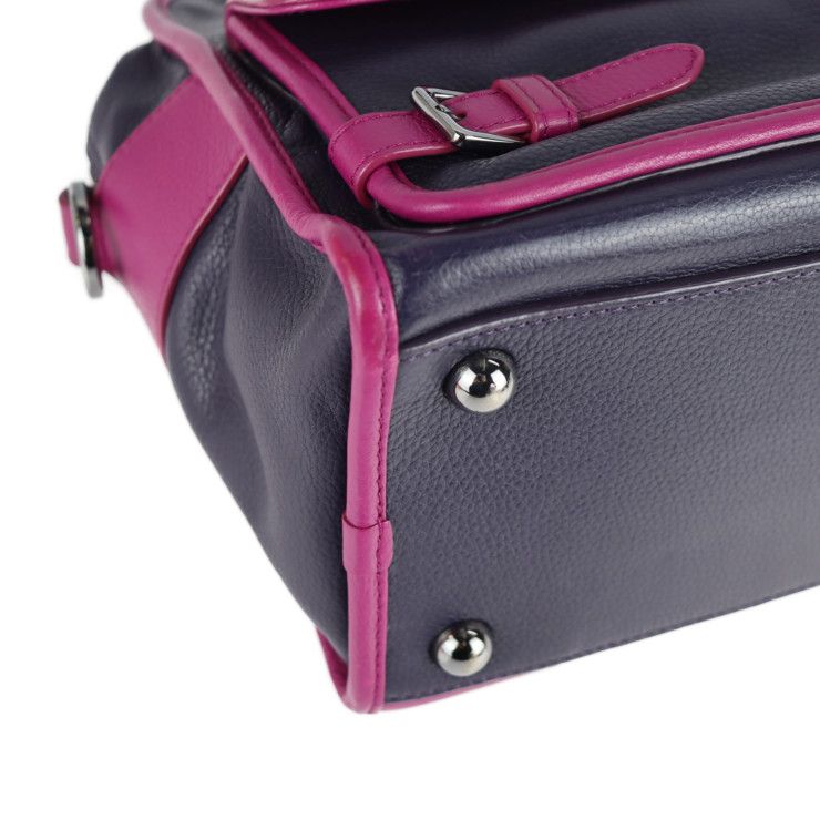 Loewe Handbag - Leather Purple Pink Silver Hardware Cruz 2way Bicolor
